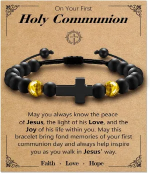 Cross Bracelet To My Boys Communion Confirmation Baptism Gift for Nephew Brother Son Daughter Brother Teens Girls