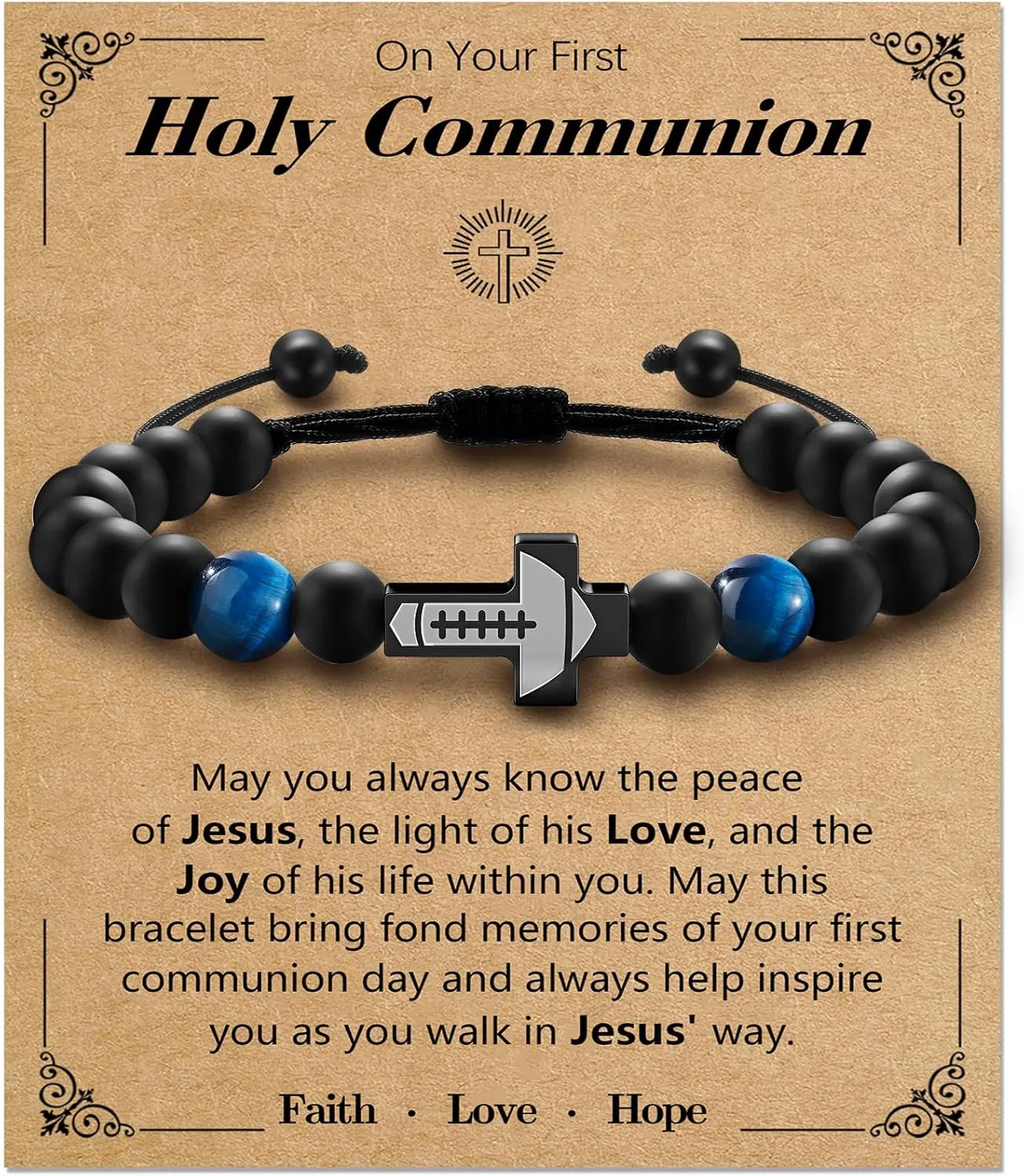 Cross Bracelet To My Boys Communion Confirmation Baptism Gift for Nephew Brother Son Daughter Brother Teens Girls