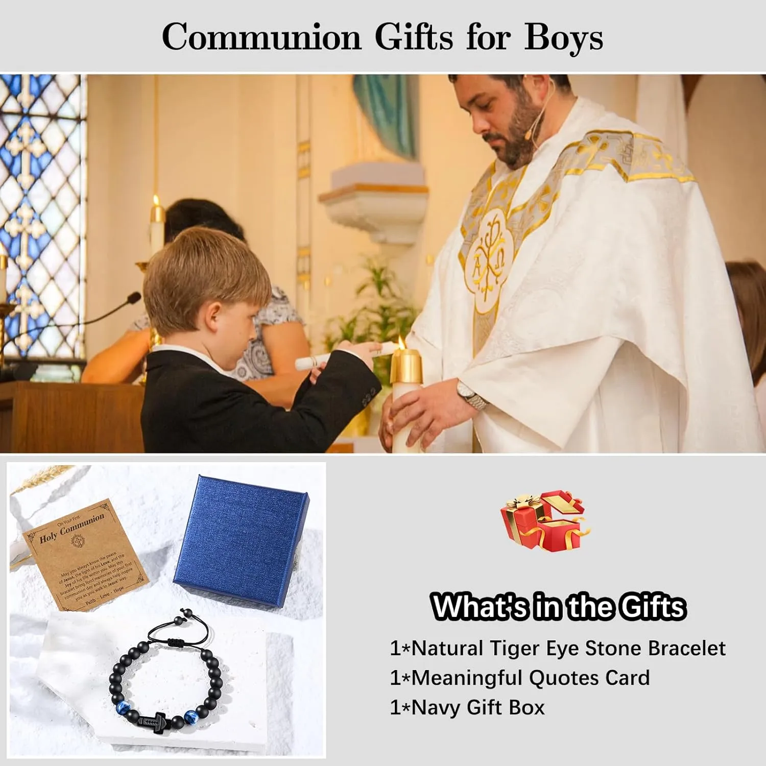 Cross Bracelet To My Boys Communion Confirmation Baptism Gift for Nephew Brother Son Daughter Brother Teens Girls