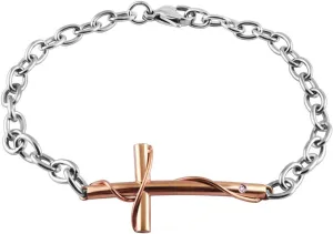 Cross Chain Bracelets for Men Women Stainless Steel Sideway Charms Men's Bracelet, Faith Religious Adjustable Cross Bracelet Jewelry for Couple Link Bracelet