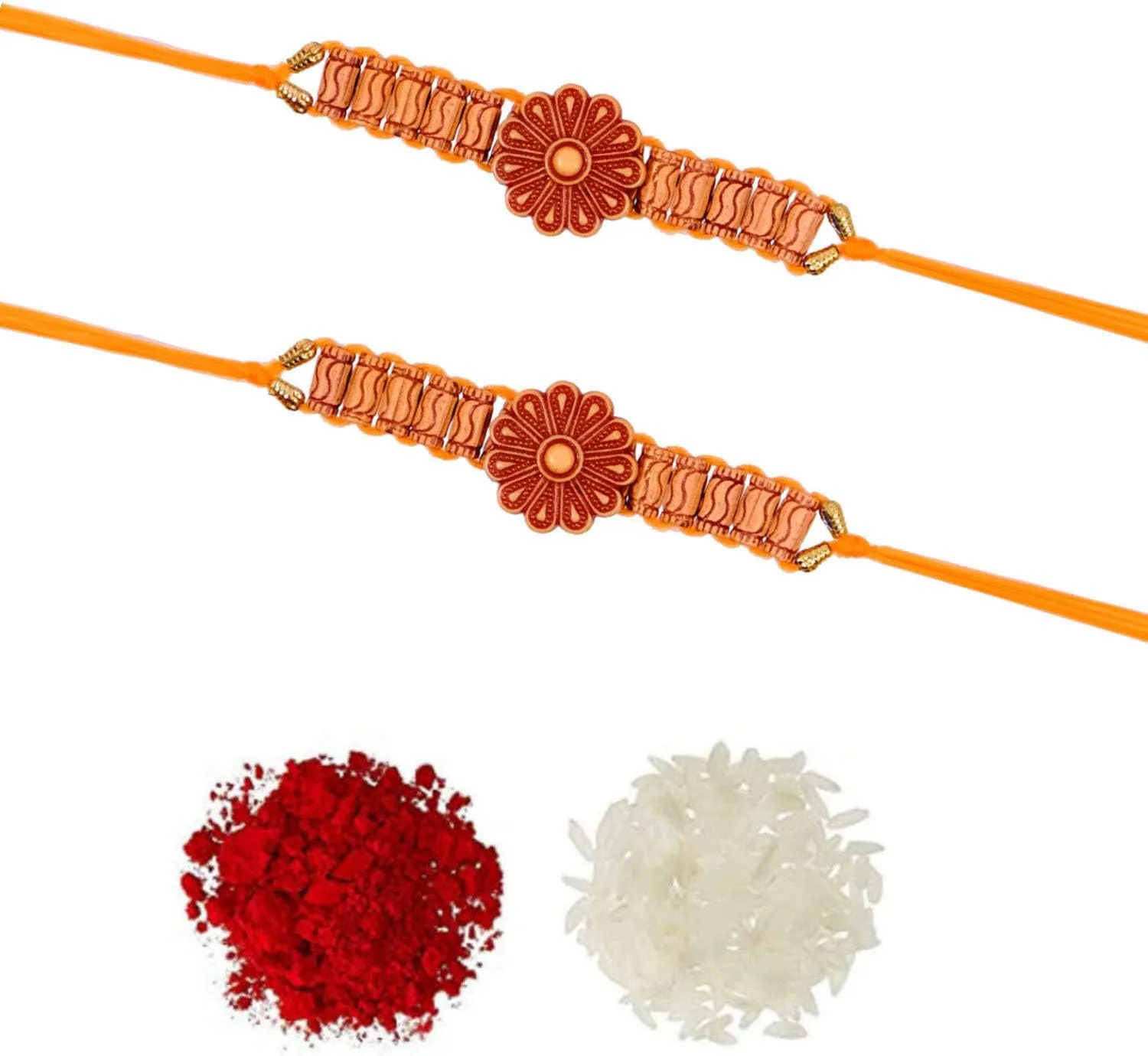 Crunchy Fashion 2 pc Designer Bhaiya Rakhi for Brother, Raksha Bandhan Handmade Bracelet for Bhaiya Rakhi Bracelet Combo Set with Roli Chawal/Rice/Tika