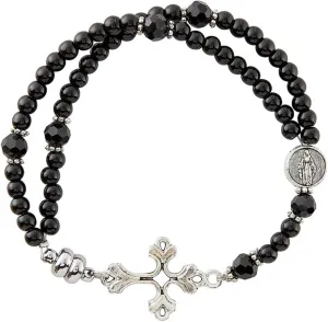 Crystal Glass Prayerlet Bracelet for Women Men Evil Protection Prayer Rosary Catholic Bracelets Religious Jewelry, 4 Pack