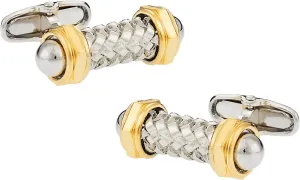 Cuff-Daddy Capped Rod Cufflinks with Gold with Travel Presentation Box - Perfect Cufflinks for Men and Wedding