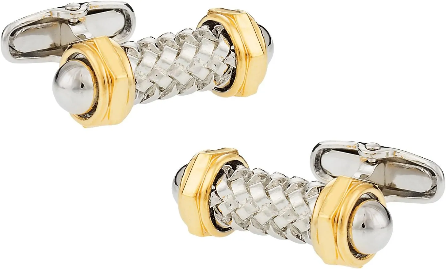 Cuff-Daddy Capped Rod Cufflinks with Gold with Travel Presentation Box - Perfect Cufflinks for Men and Wedding