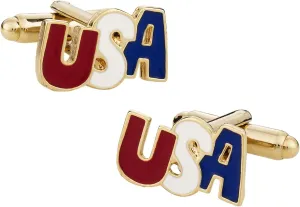 Cuff-Daddy Gold-Tone Patriotic USA Cufflinks with Presentation Box
