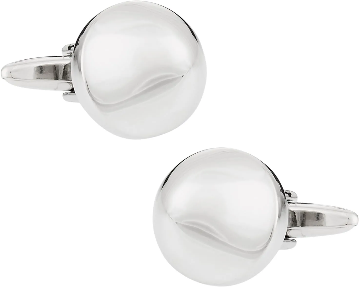 Cuff-Daddy Round Wavy Button Silver Cufflinks with Presentation Box