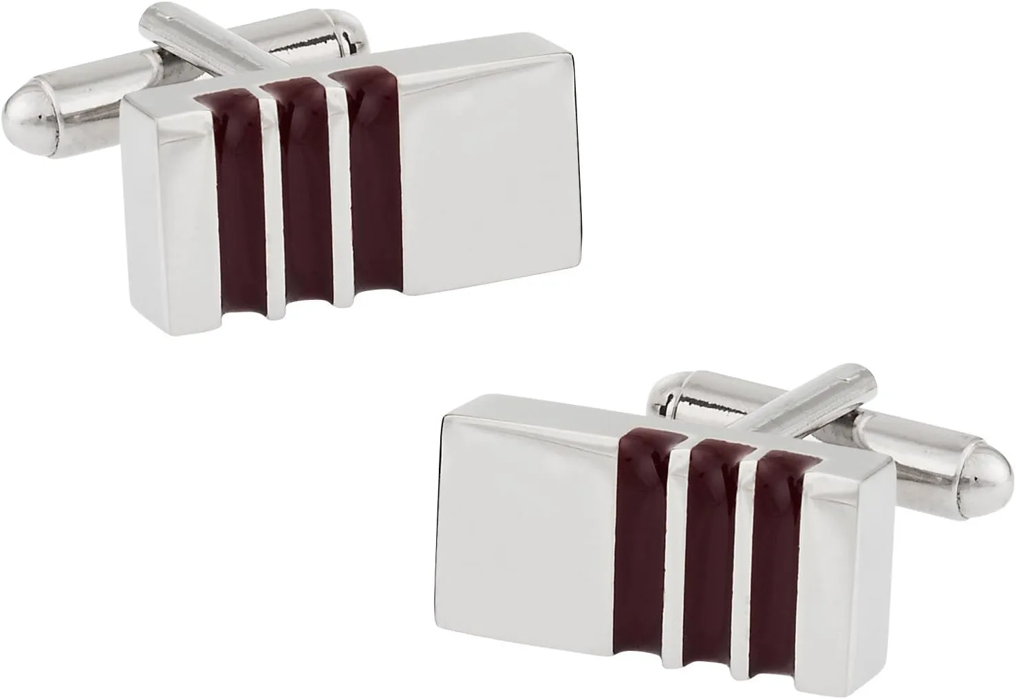Cuff-Daddy Unique 3 Stripe Purple Red Wine Colored Enamel Cufflinks with Presentation Box