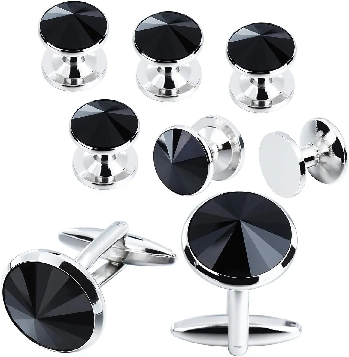 Cufflinks for Men with 4/6 pcs Shirt Studs Set, Gift Box Packed, Mens Jewelry or Accessories for Wedding, Party, Anniversary, Birthday