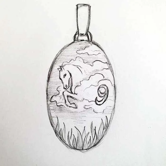 Custom Cloisonné Horse Pendant