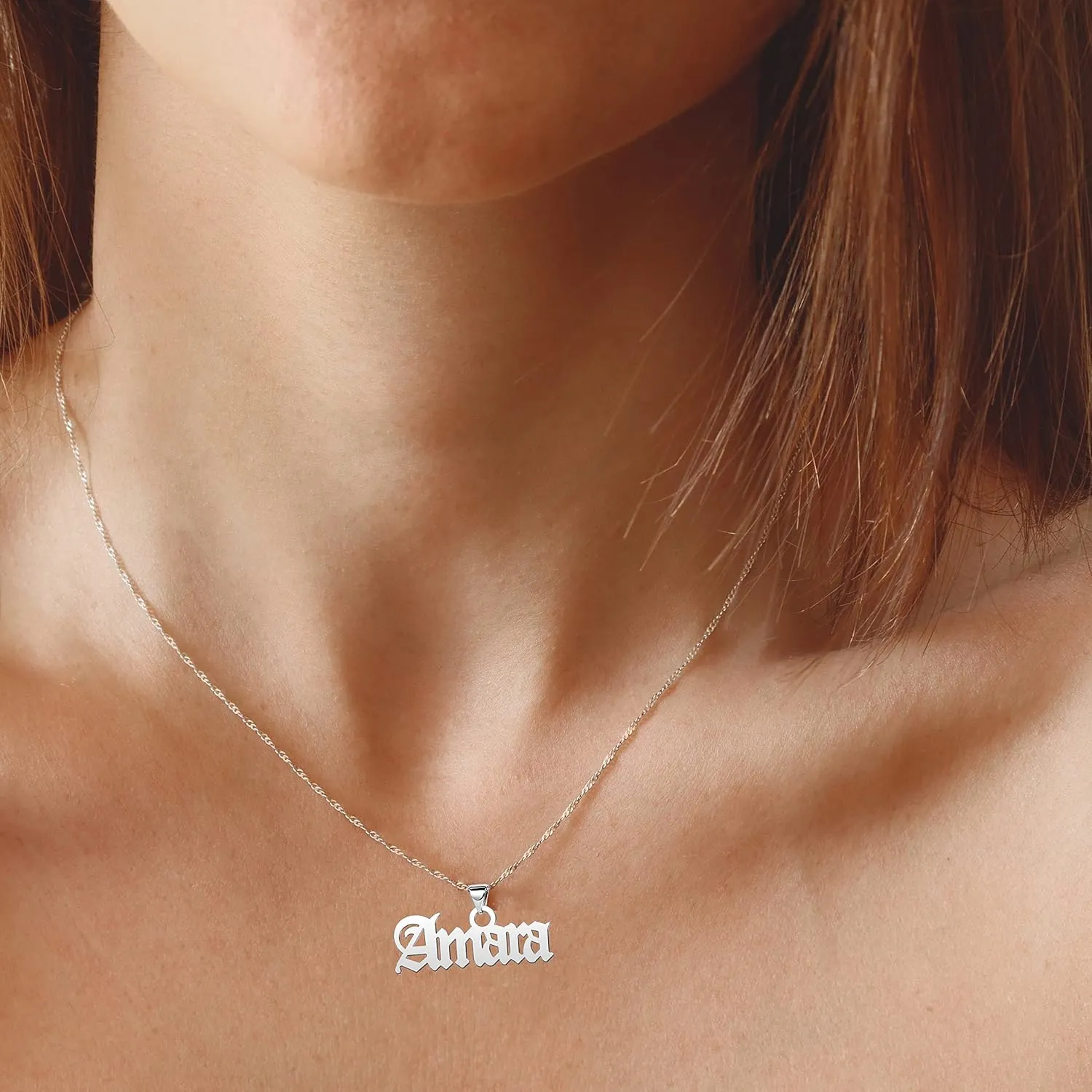Custom Name Necklace Engraved Gold Plated Personalized Sterling Silver Heart Crown Pendant Gift for Women