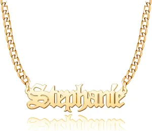 Custom Name Necklace Engraved Gold Plated Personalized Sterling Silver Heart Crown Pendant Gift for Women