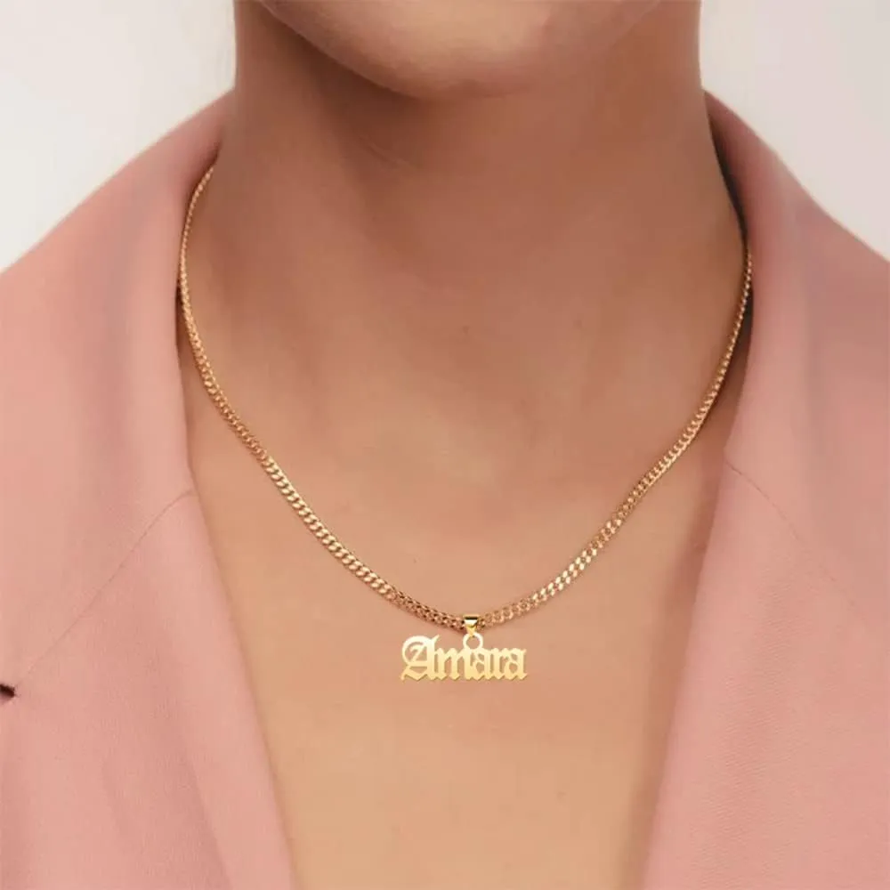 Custom Name Necklace Engraved Gold Plated Personalized Sterling Silver Heart Crown Pendant Gift for Women