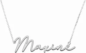 Custom Nameplate Necklace in Sterling Silver, Gold or Rose Gold  Personalized Script Font, Up to 9 Letters, Made to Order, 16-20" Chain Options (10k White Gold, 18 Inches)