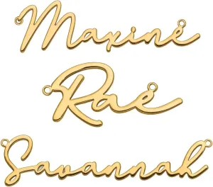 Custom Nameplate Necklace in Sterling Silver, Gold or Rose Gold  Personalized Script Font, Up to 9 Letters, Made to Order, 16-20" Chain Options (Gold Plated Silver, 20 Inches)