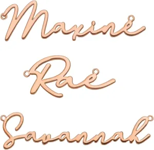Custom Nameplate Necklace in Sterling Silver, Gold or Rose Gold  Personalized Script Font, Up to 9 Letters, Made to Order, 16-20" Chain Options (Rose Plated Silver, 16 Inches)