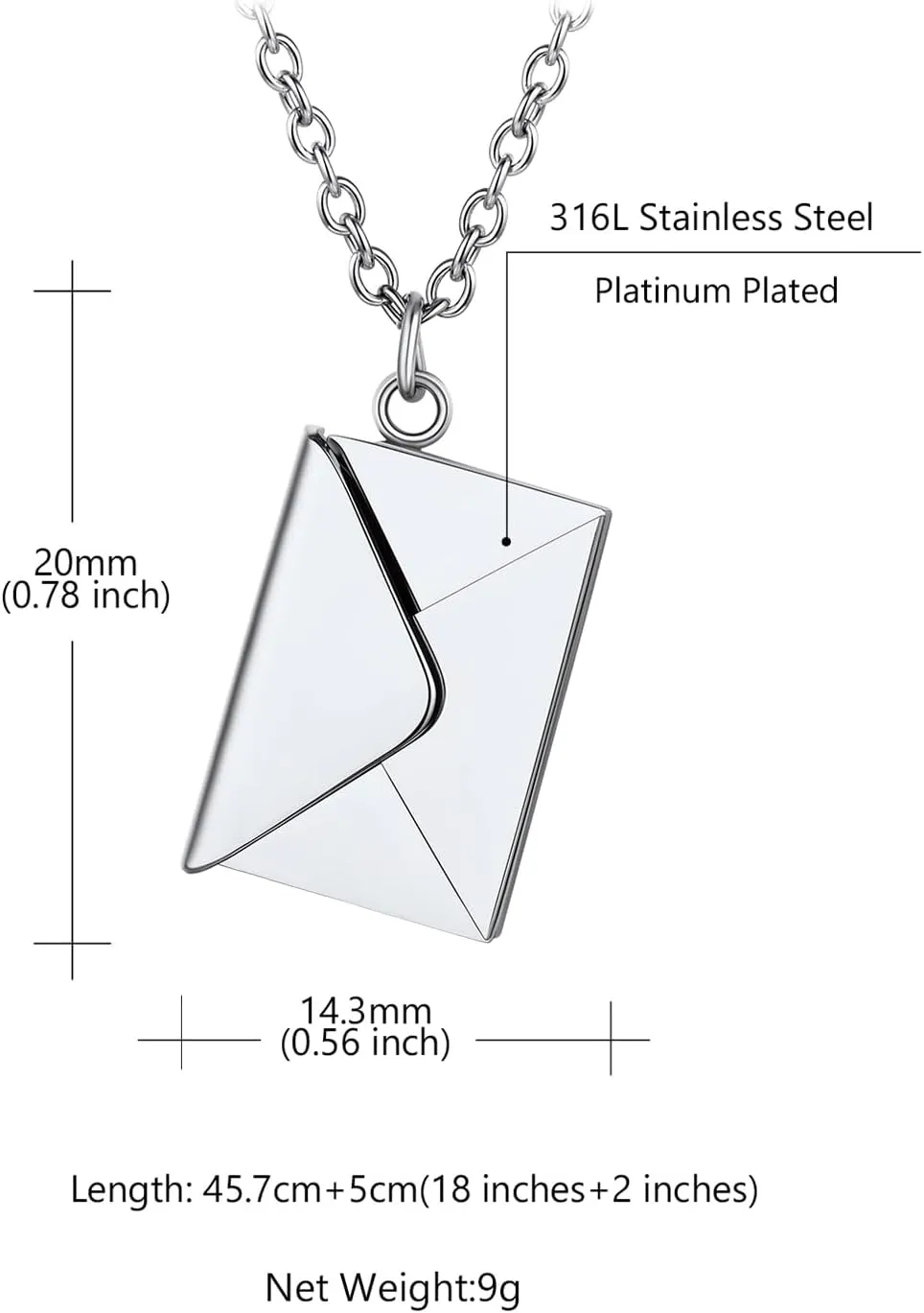 Custom4U Personalized Envelope Necklace with Picture Message Custom Love Letter Locket Necklace for Women Silver/Gold/Rose Gold/Black Birthday Mothers Day Photo Jewelry Gifts for Mom Wife (Gift Box)