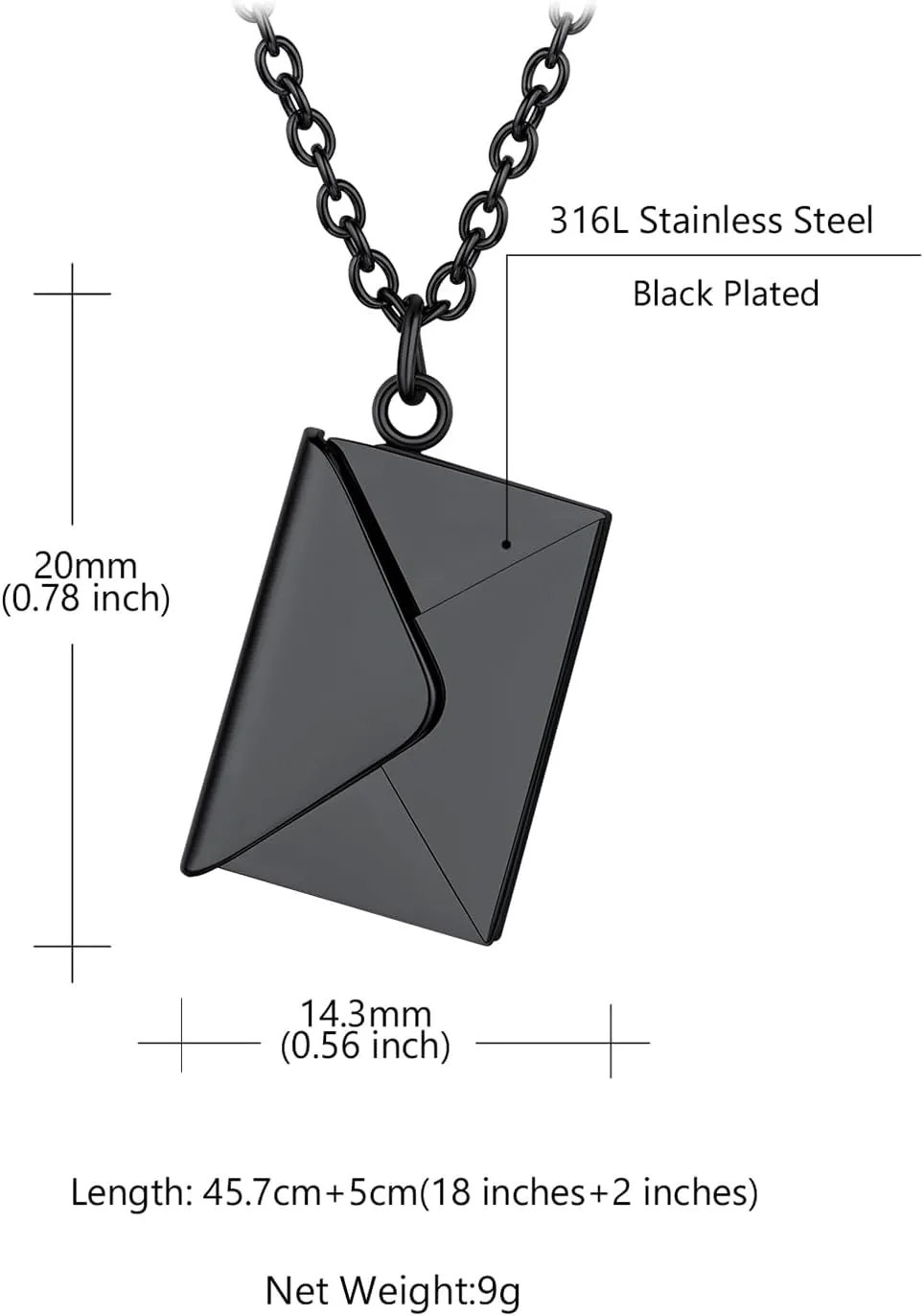 Custom4U Personalized Envelope Necklace with Picture Message Custom Love Letter Locket Necklace for Women Silver/Gold/Rose Gold/Black Birthday Mothers Day Photo Jewelry Gifts for Mom Wife (Gift Box)