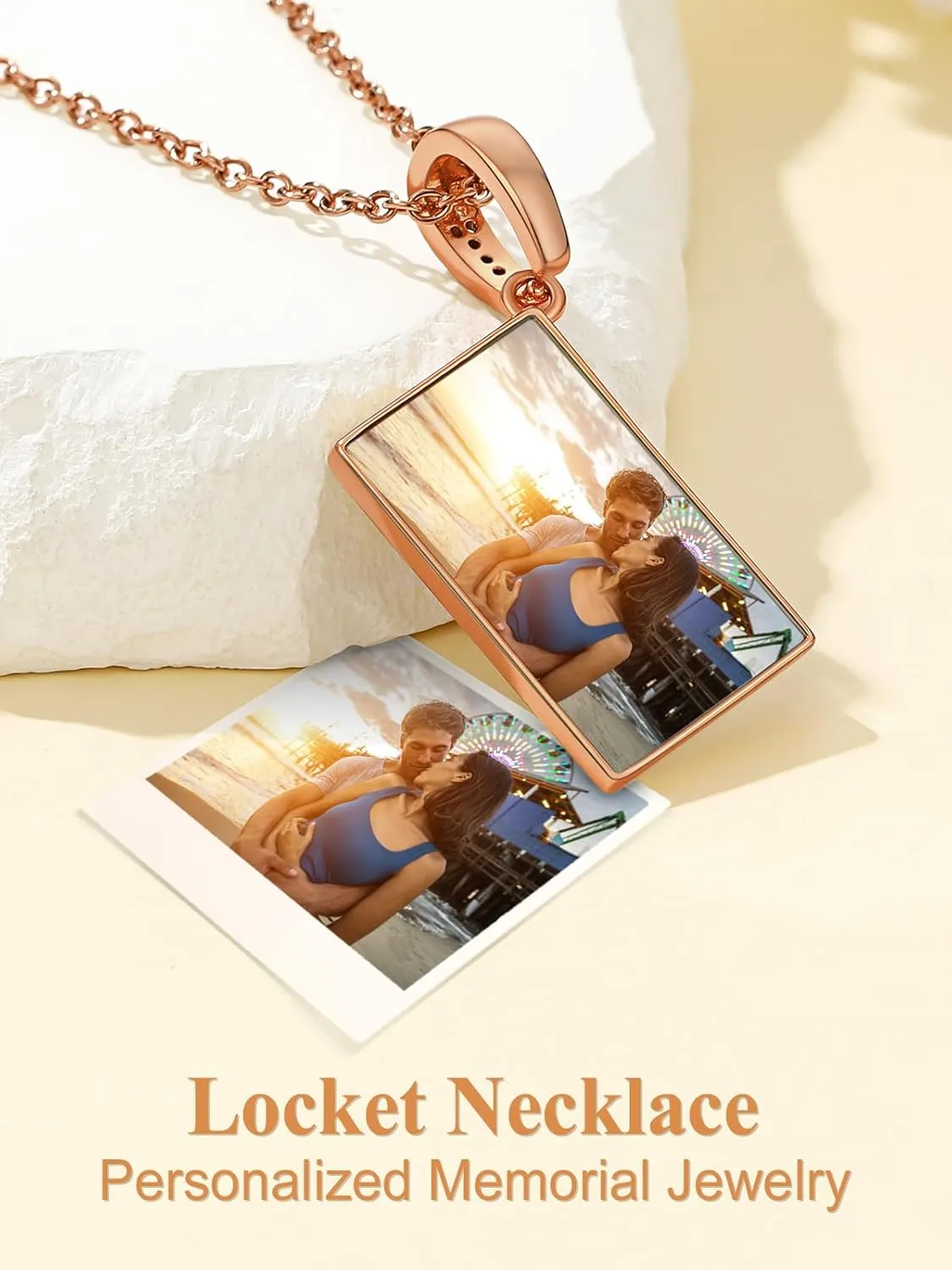 Custom4U Personalized Envelope Necklace with Picture Message Custom Love Letter Locket Necklace for Women Silver/Gold/Rose Gold/Black Birthday Mothers Day Photo Jewelry Gifts for Mom Wife (Gift Box)