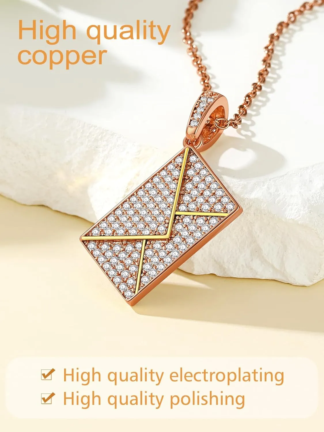 Custom4U Personalized Envelope Necklace with Picture Message Custom Love Letter Locket Necklace for Women Silver/Gold/Rose Gold/Black Birthday Mothers Day Photo Jewelry Gifts for Mom Wife (Gift Box)