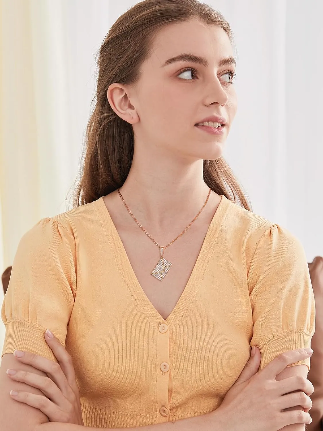 Custom4U Personalized Envelope Necklace with Picture Message Custom Love Letter Locket Necklace for Women Silver/Gold/Rose Gold/Black Birthday Mothers Day Photo Jewelry Gifts for Mom Wife (Gift Box)