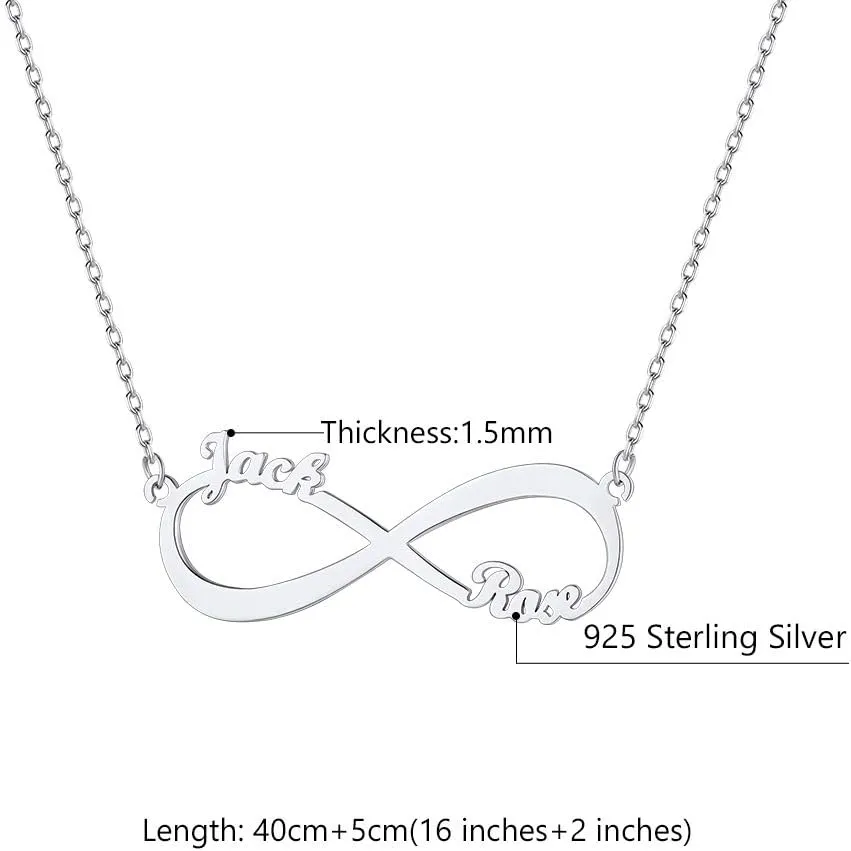 Custom4U Personalized Infinity Necklace for Women with 1-4 Names Custom 18K Gold Plated 925 Sterling Silver/Stainless Steel Infinity Love Pendant Birthstone Necklace Mothers Day Jewelry Gifts for Her