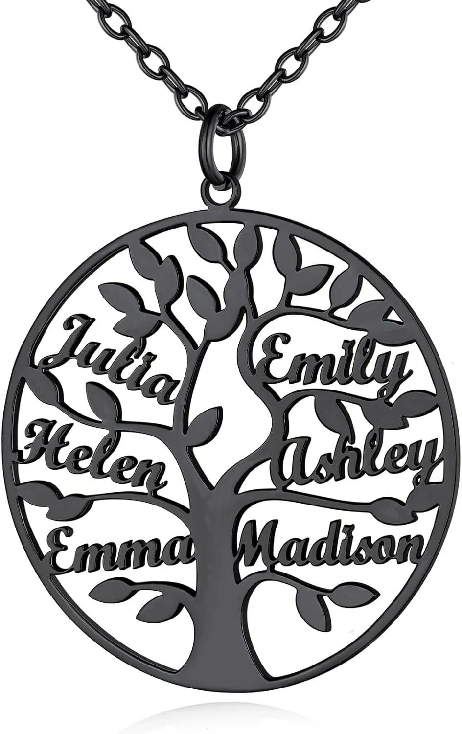 Custom4U Tree of Life Necklace Personalized with 1-8 Names 925 Sterling Silver/Stainless Steel/18k Gold Family Tree Pendant with Chain Custom Made Memorial Birthday Gifts for Mom Grandma Women