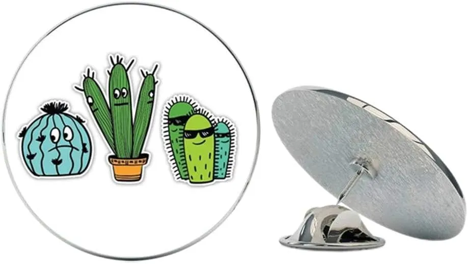 Cute Cactus Set of Sunny Cute Metal 0.75" Lapel Hat Pin Tie Tack Pinback