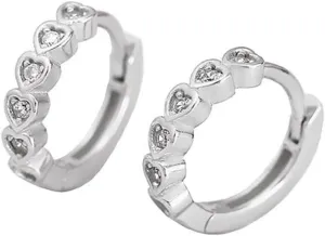 Cute CZ Heart Cartilage Small Hoop Earrings for Women 925 Sterling Silver Hypoallergenic Dainty Endless Love Cartilage Huggie Hoops Classic Valentine Christmas Birthday Jewelry for Her