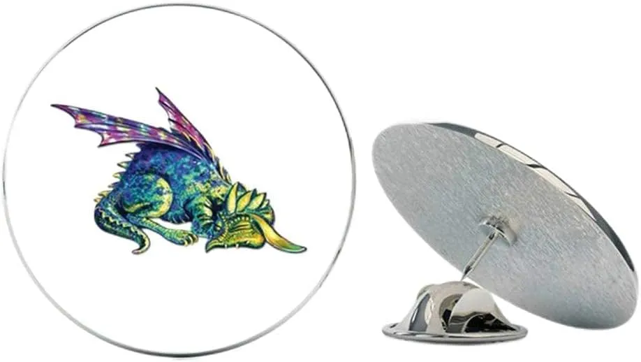 Cute Dragon Sleeping Metal 0.75" Lapel Hat Pin Tie Tack Pinback