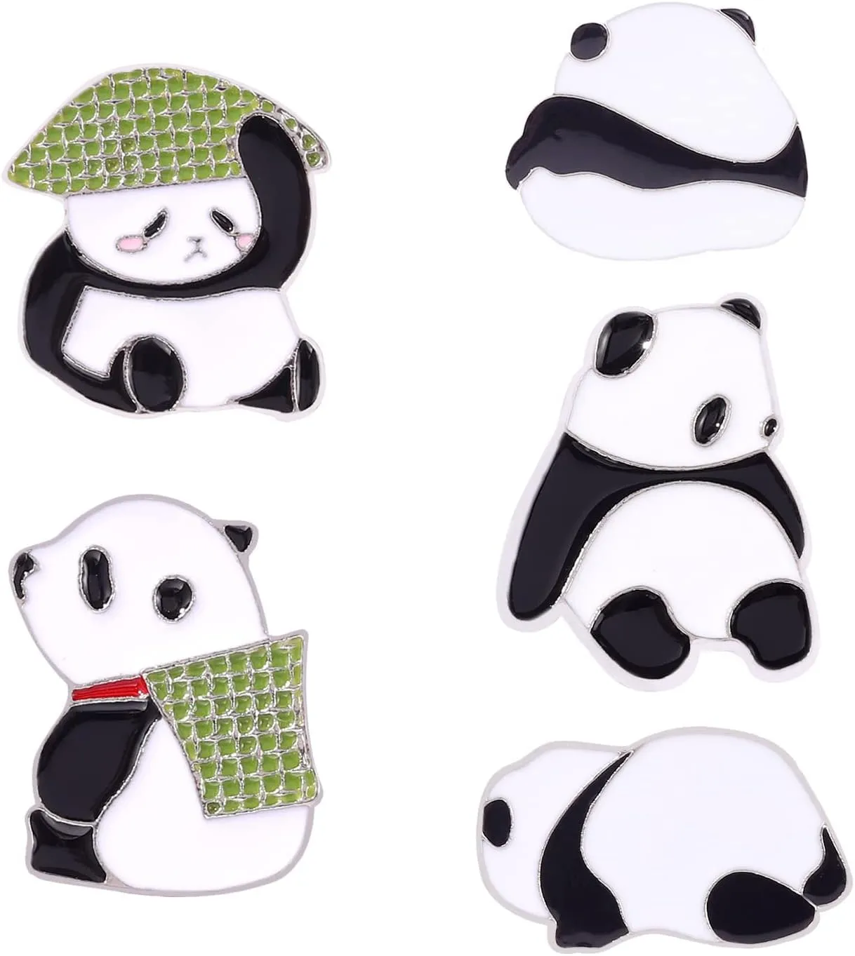 Cute Panda Enamel Pin Set - Funny Cartoon Brooch Backpack Kawaii Bear Lapel Pins for Panda Lovers Jewelry Gift