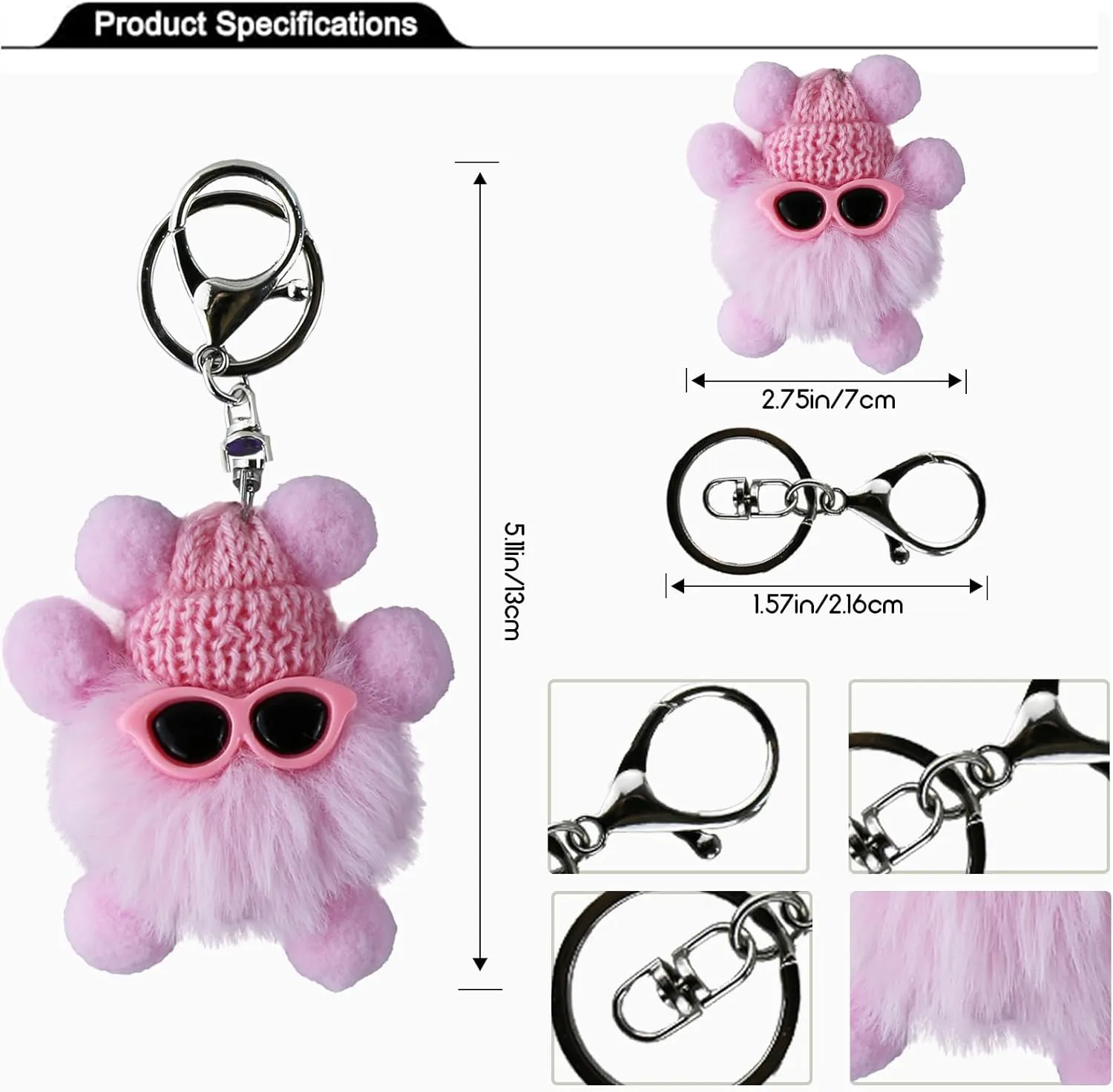 Cute Soft Plush Keychain Fluffy Pendant for Car Backpack Purse Wallet Key Ring Accessories for Women Girls Birthday Christmas