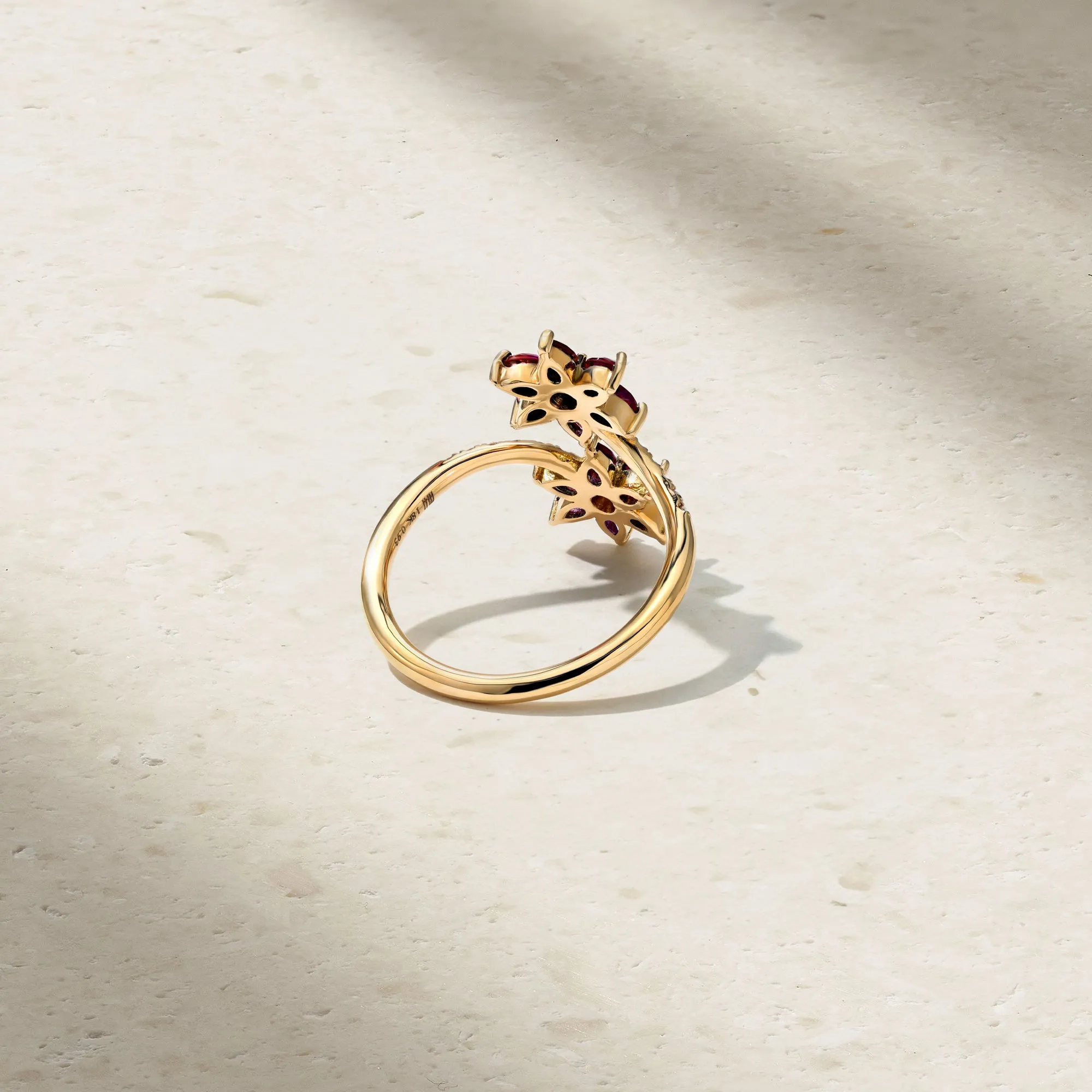 Daffodil Garden Ruby and Diamond Bypass Ring