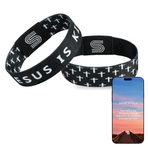 Daily Bible Verse Bracelet Scan, Scripture Bracelets Scan Phone For Prayer, Wearable Jesus Faith Wristbands, Devotional God Band For Men, Women, Fathers Day Gift For Dad (Jesus Is King)