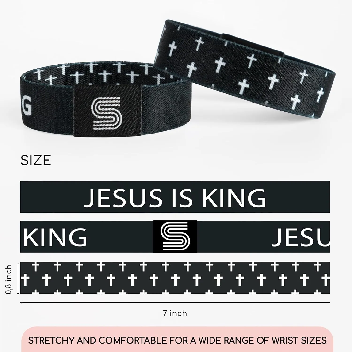 Daily Bible Verse Bracelet Scan, Scripture Bracelets Scan Phone For Prayer, Wearable Jesus Faith Wristbands, Devotional God Band For Men, Women, Fathers Day Gift For Dad (Jesus Is King)