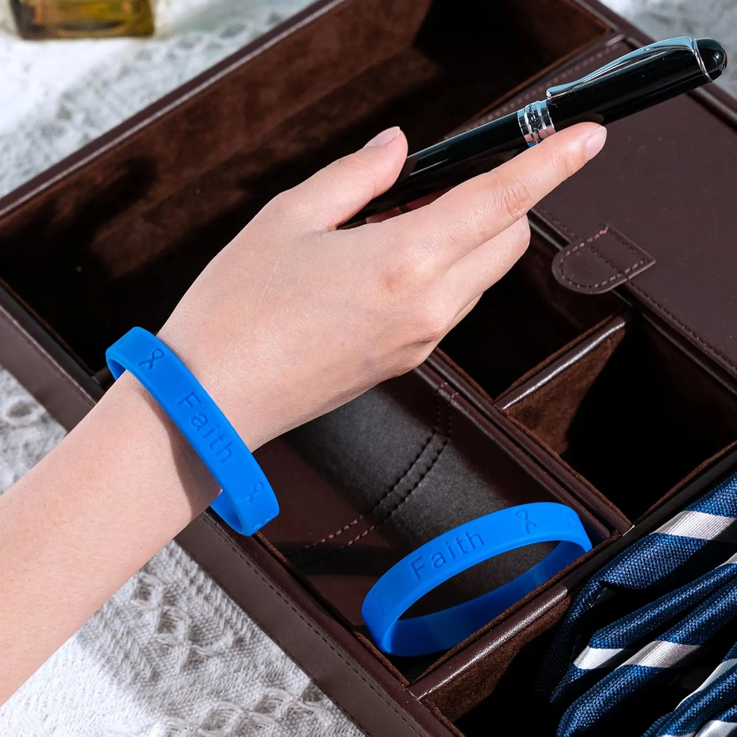 Dark Blue Ribbon Wholesale Pack Silicone Bracelets  Dark Blue Awareness Wristbands for Colon Cancer, Child Abuse, Rectal Cancer & Huntingtons Disease Awareness - Perfect for Support Groups & Fundraising