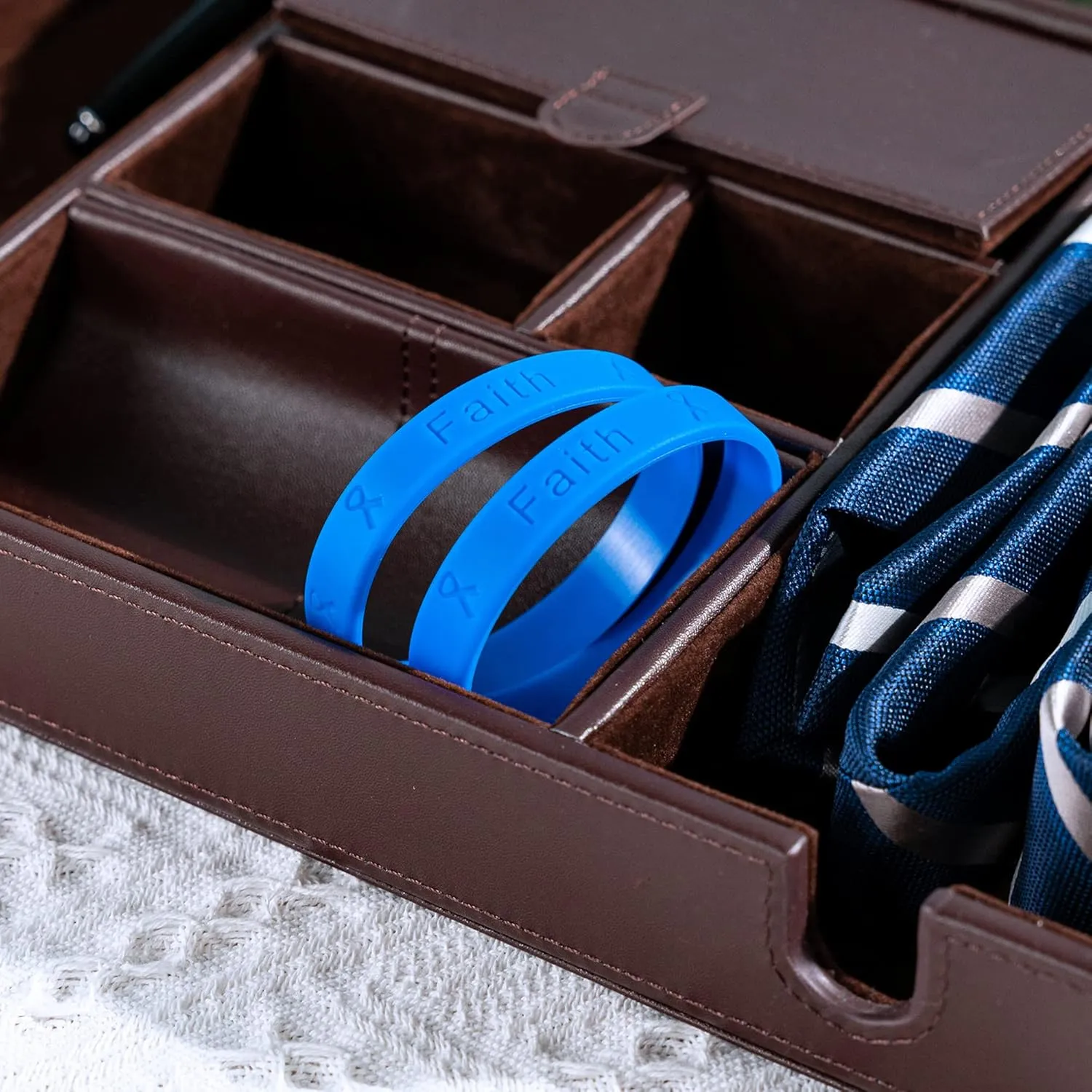 Dark Blue Ribbon Wholesale Pack Silicone Bracelets  Dark Blue Awareness Wristbands for Colon Cancer, Child Abuse, Rectal Cancer & Huntingtons Disease Awareness - Perfect for Support Groups & Fundraising