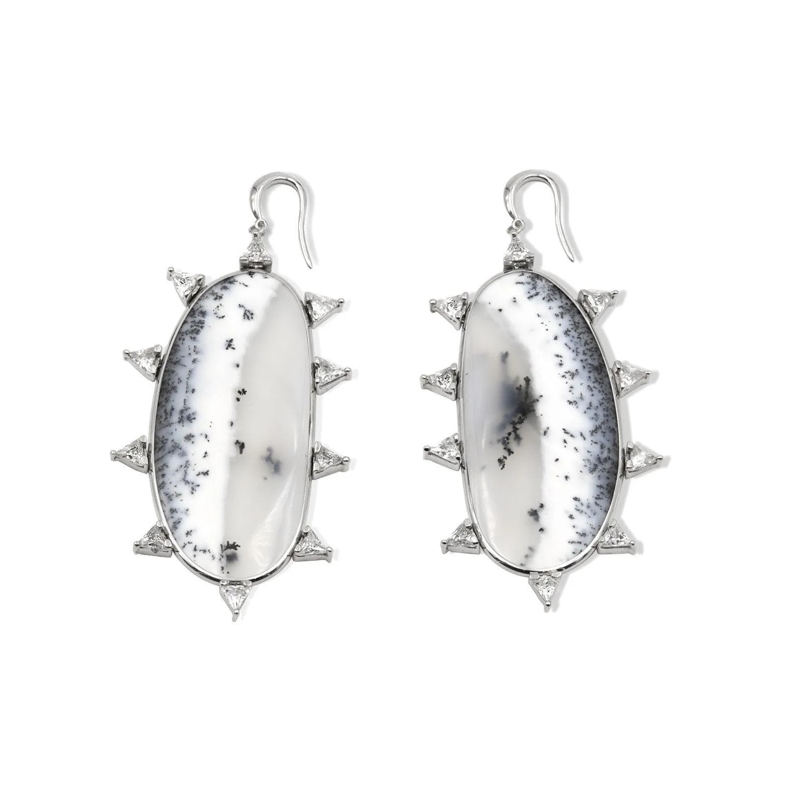 Dendritic Opal Starburst Earrings