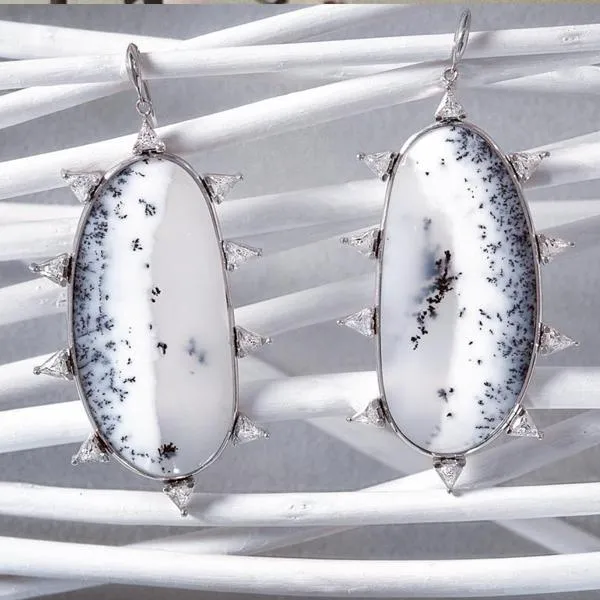 Dendritic Opal Starburst Earrings