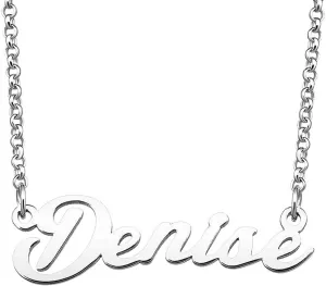 Denise Name Necklace Custom Personalized in Silver Plate Gift for Women Couple