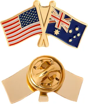 Desert Cactus Australia Lapel Pin Enamel with United States USA Souvenir Hat Men Women Patriotic Australian Country (Double Flag Pin)