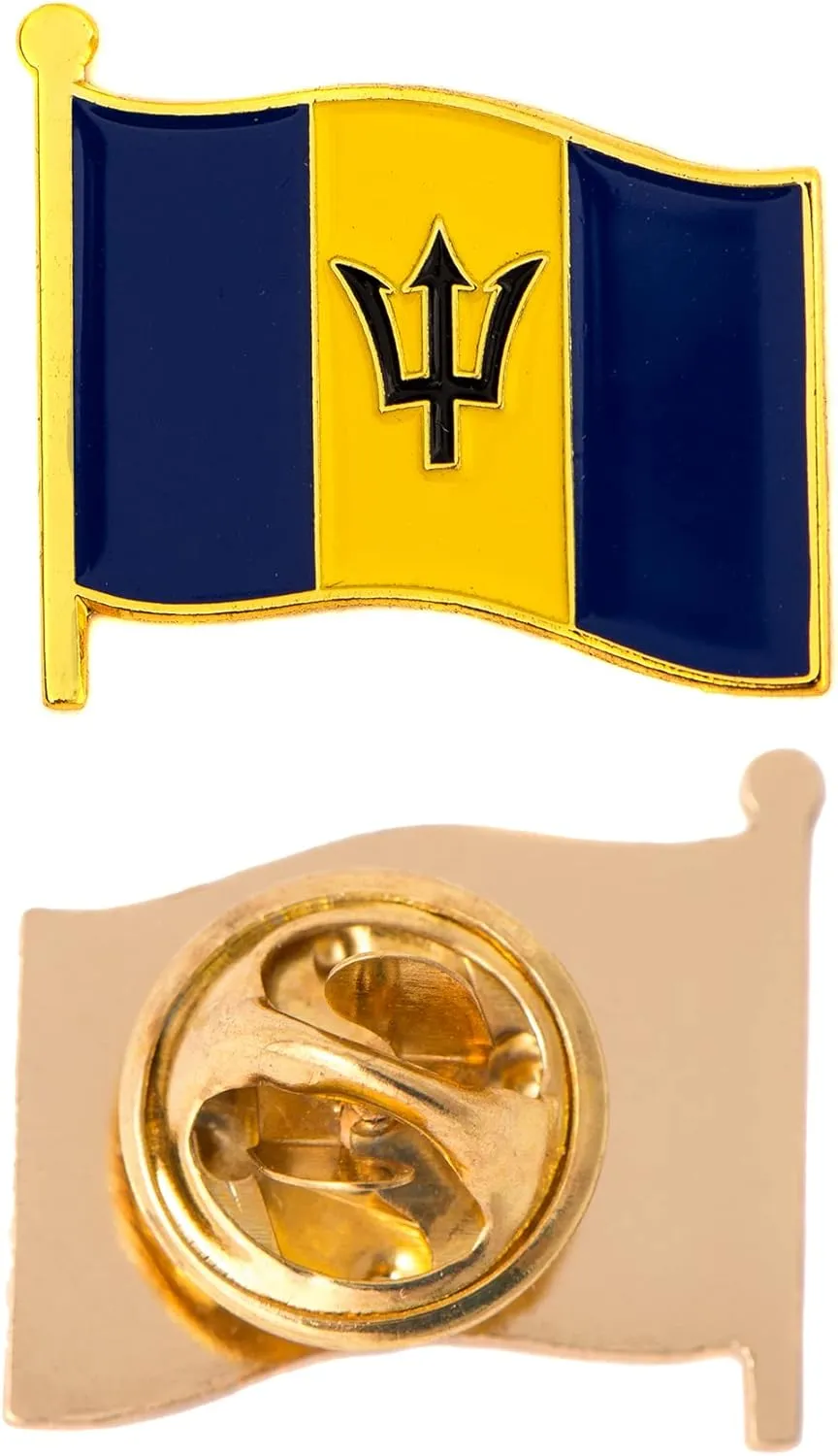 Desert Cactus Barbados Lapel Pin Country Enamel Made of Metal Souvenir Hat Men Women Patriotic (Waving Flag Pin)