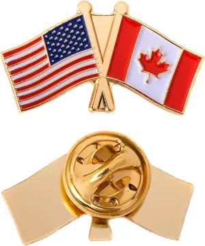 Desert Cactus Canada Lapel Pin Enamel with United States USA Souvenir Hat Men Women Patriotic Canadian Country (Double Flag Pin)