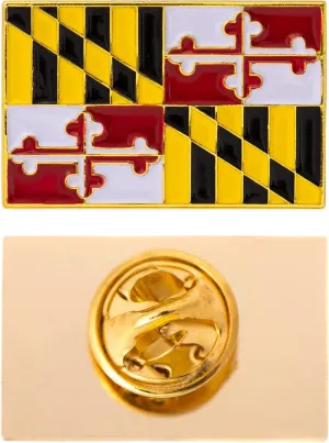 Desert Cactus Maryland State Flag Lapel Pin Enamel Made of Metal Souvenir Hat Men Women Patriotic (Rectangle Pin)