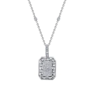 DIAMOND PAVE LINK BORDER PENDANT NECKLACE