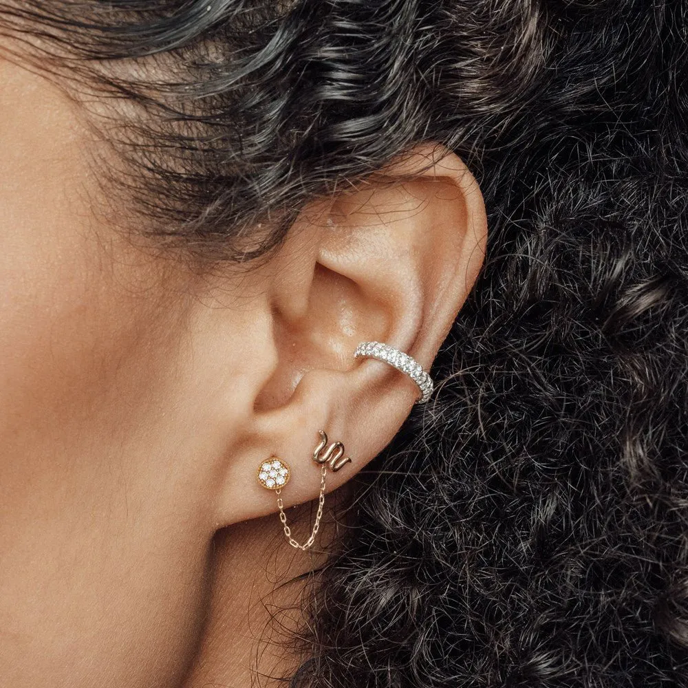 Diamond Push Back Earrings Glazed Donut 14k Yellow