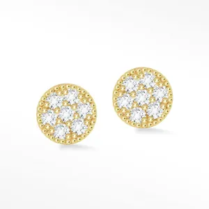 Diamond Push Back Earrings Glazed Donut 14k Yellow