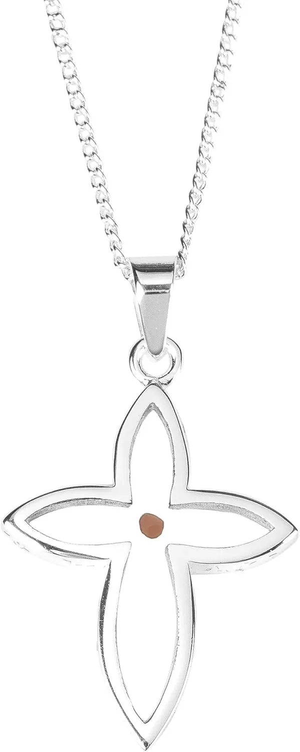 Dicksons Mustard Seed Petal Cross Pendant Women's 20 Inch Silver Plated Everyday Necklace in Jewelry Gift Box