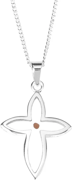 Dicksons Mustard Seed Petal Cross Pendant Women's 20 Inch Silver Plated Everyday Necklace in Jewelry Gift Box
