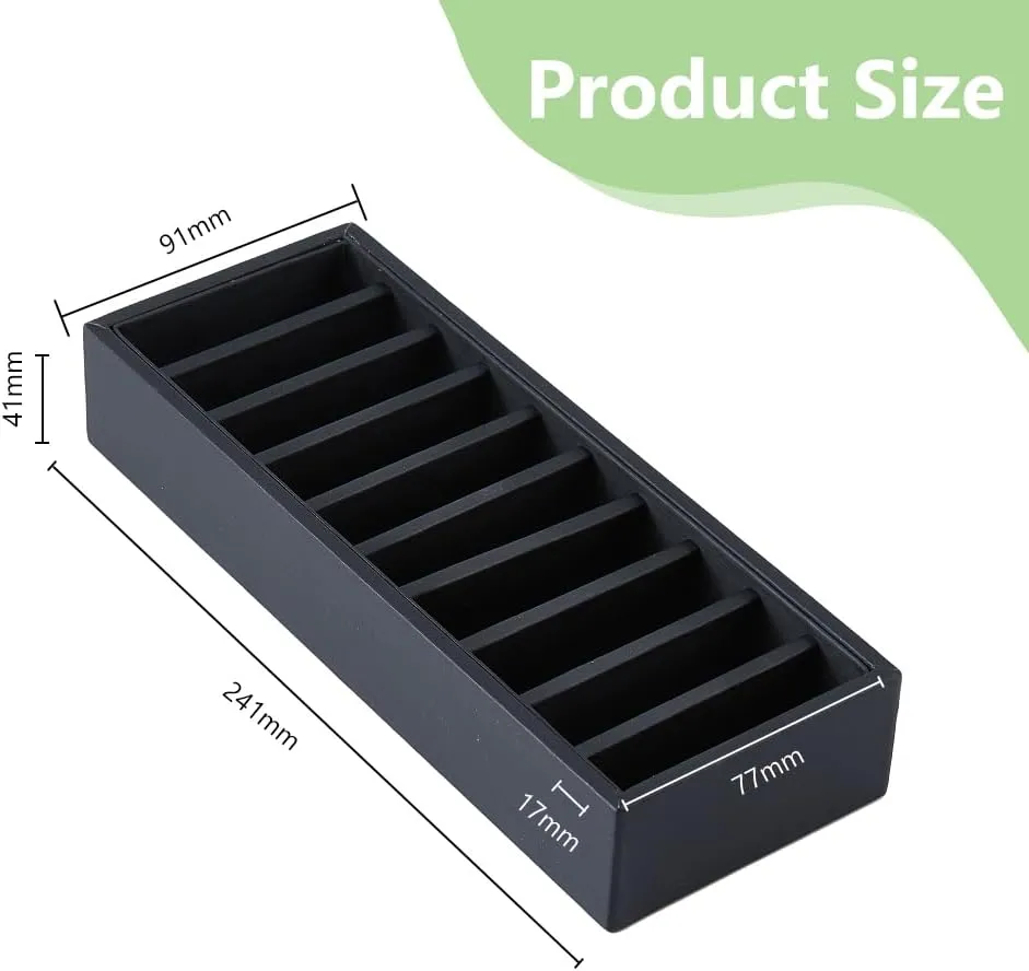 DICOSMETIC 10-Slot Black Bangle Trays Leather Bracelet Organizer Trays Rectangle Display Jewelry Trays Covered Jewelry Display Box without Lid for Ring Cufflink Jewelry Organizer