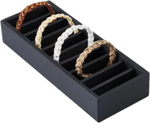 DICOSMETIC 10-Slot Black Bangle Trays Leather Bracelet Organizer Trays Rectangle Display Jewelry Trays Covered Jewelry Display Box without Lid for Ring Cufflink Jewelry Organizer